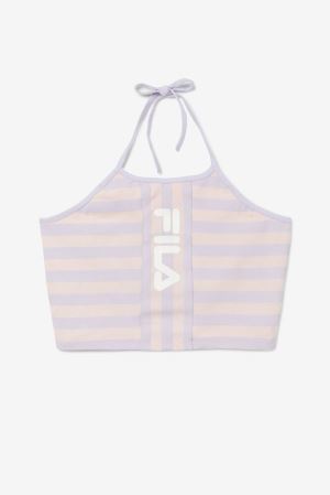 FILA Brinley Halter Tank Vests Pink / White,Womens Clothing | CA.OZBQDY753